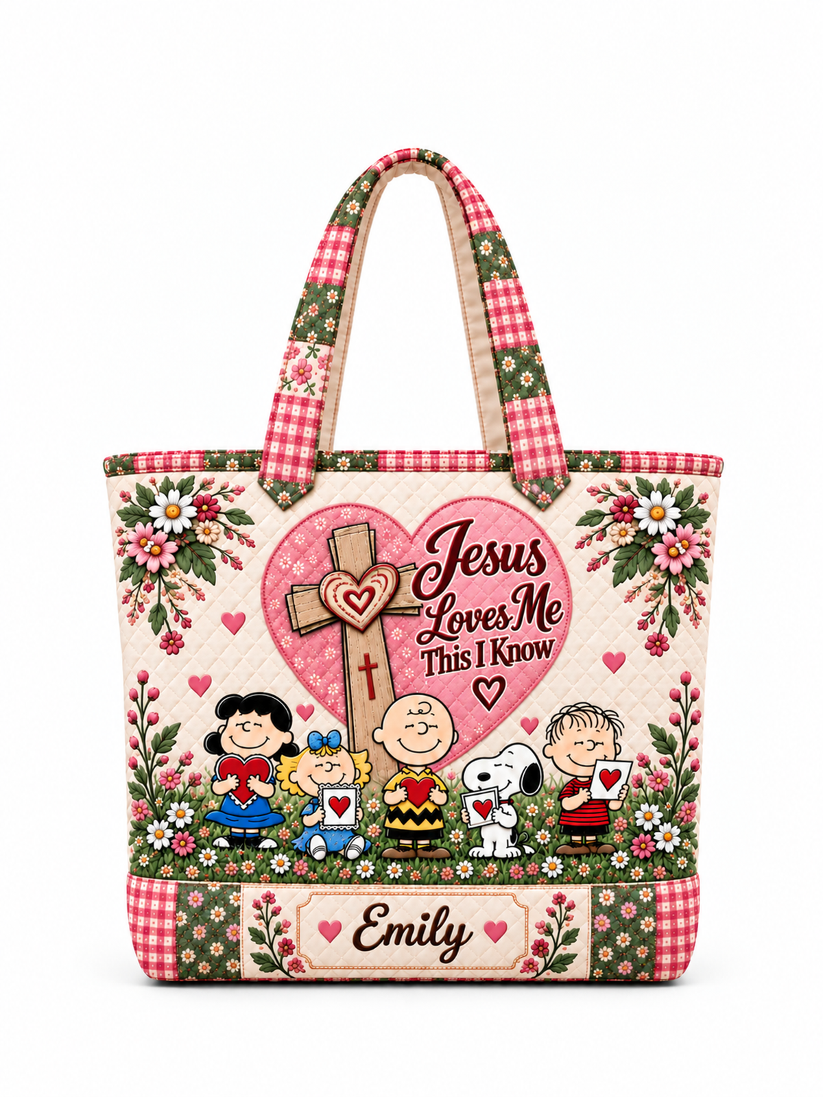 Jesus Loves Me This I Know Faith Gift - Personalized Quilted Tote Bag - Buy 1 Get 1 Free