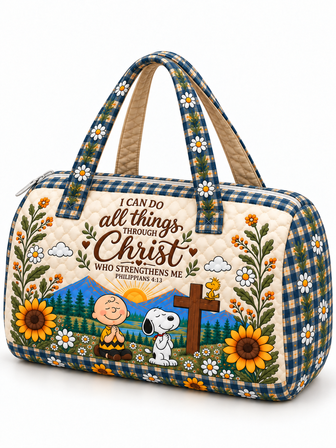 I Can Do All Things Through Christ Christian Gift For Her - Personalized Quilted Duffle Bag
