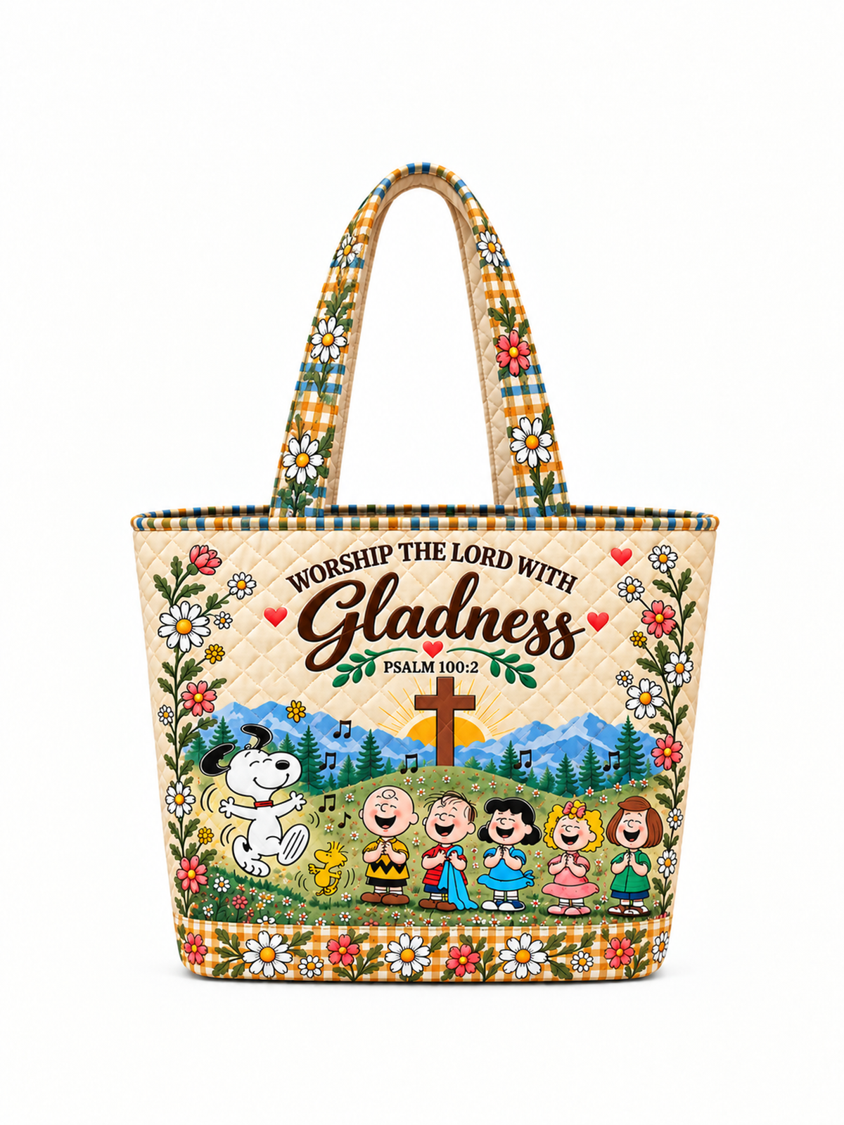 Worship The Lord With Gladness Psalm 100:2 Gift - Personalized Quilted Tote Bag - Buy 1 Get 1 Free
