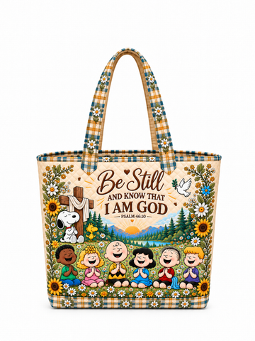 Be Still And Know That I Am God Psalm 46:10 Gift For Her - Personalized Quilted Tote Bag