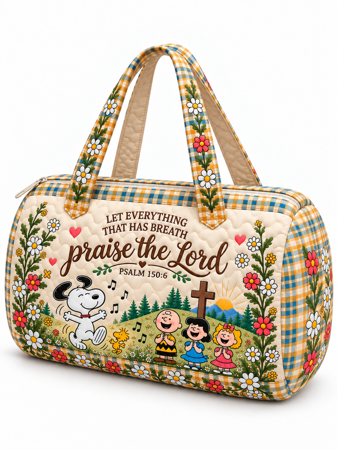 Praise The Lord Psalm 150:6 Christian Gift For Her - Personalized Quilted Duffle Bag