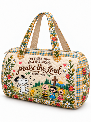 Praise The Lord Psalm 150:6 Christian Gift For Her - Personalized Quilted Duffle Bag
