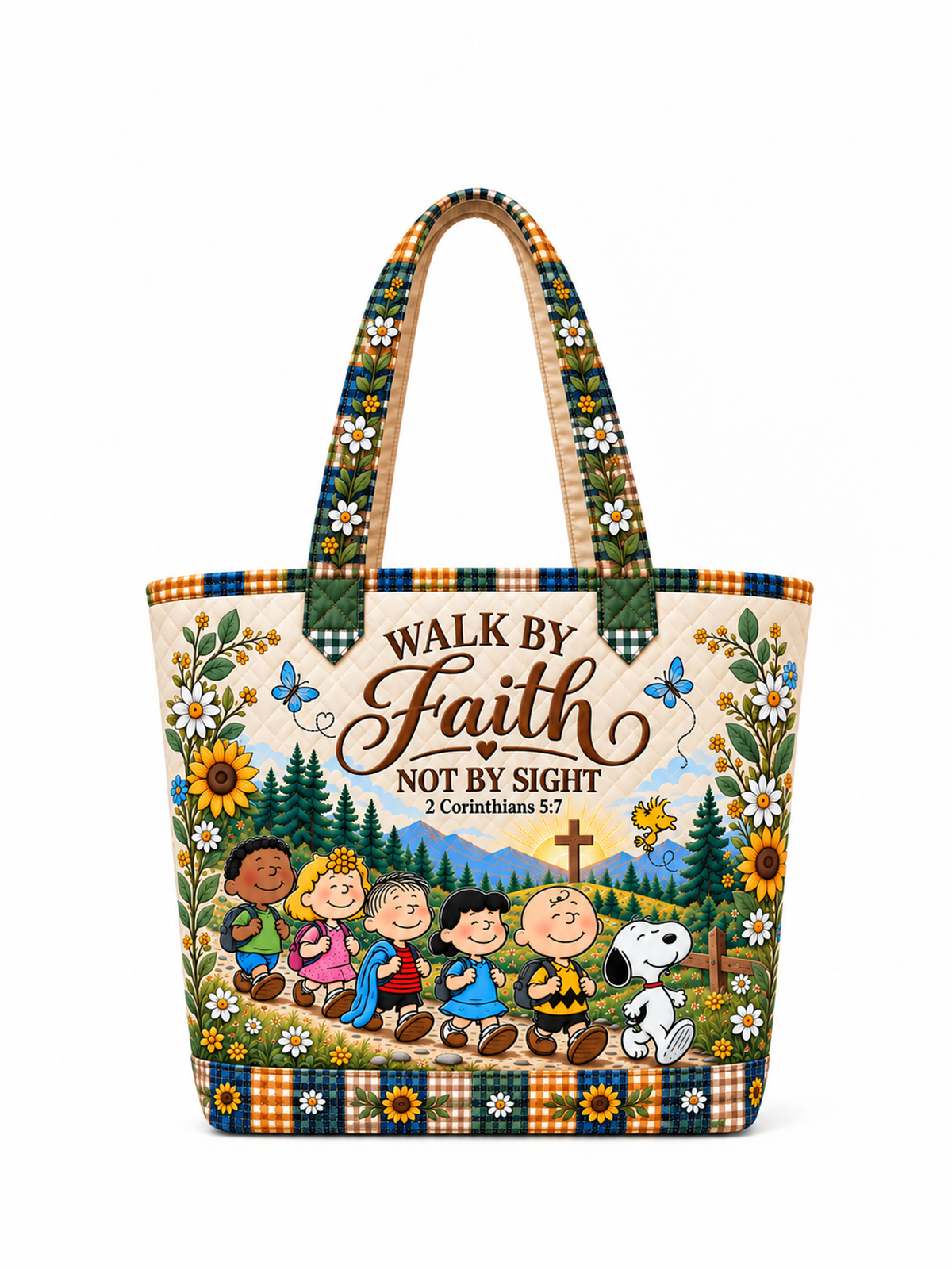 Walk By Faith Not By Sight 2 Corinthians 5:7 Gift - Personalized Quilted Tote Bag - Buy 1 Get 1 Free
