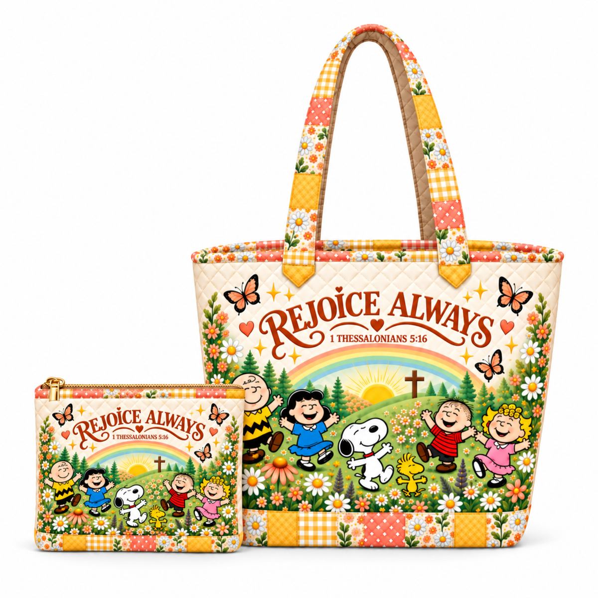 Rejoice Always Gift For Her - Peanuts Christian Quilted Tote Bag - P-Nust DN2410260050
