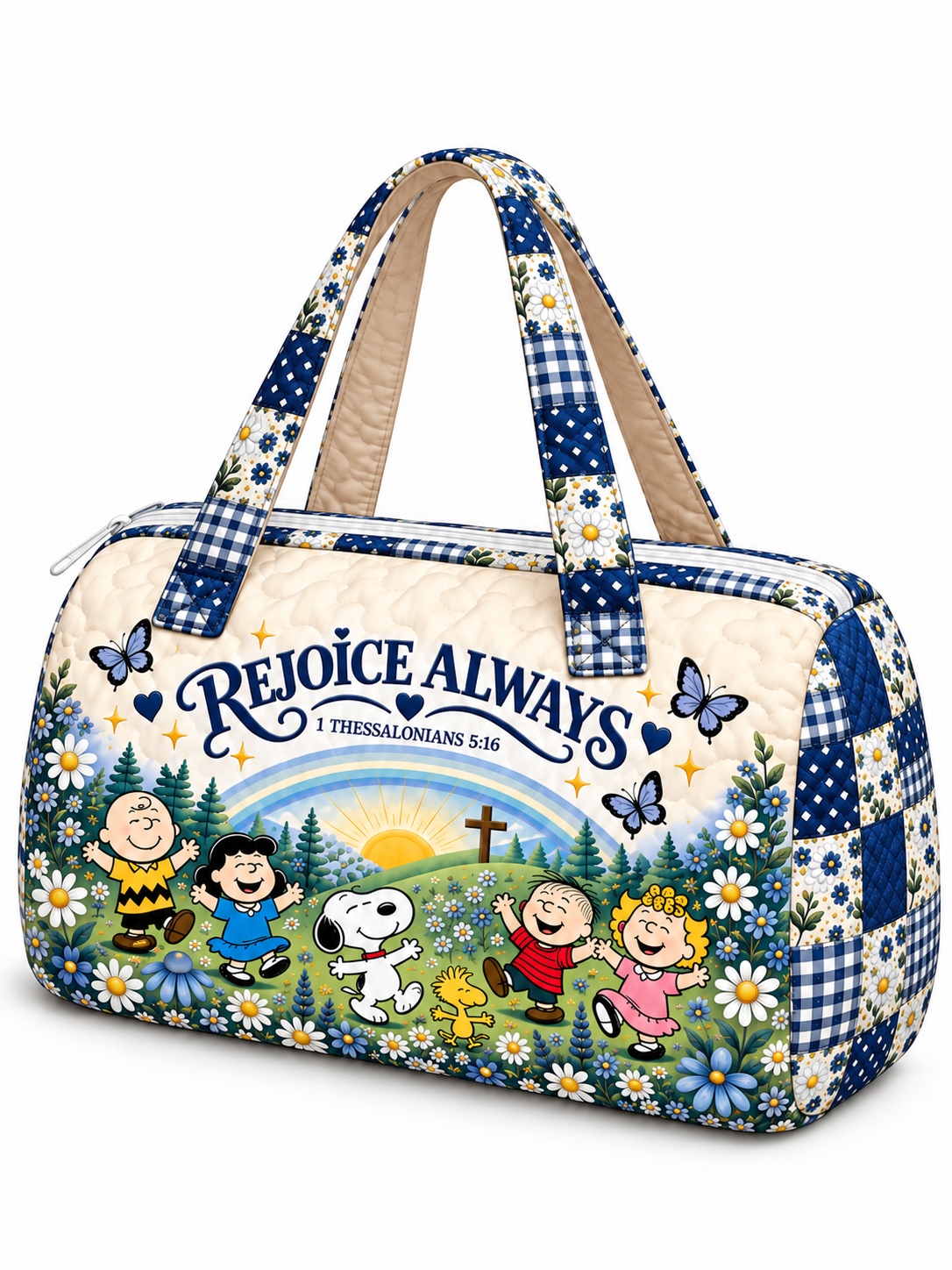 Rejoice Always Gift For Her - Personalized Christian Quilted Duffle Bag