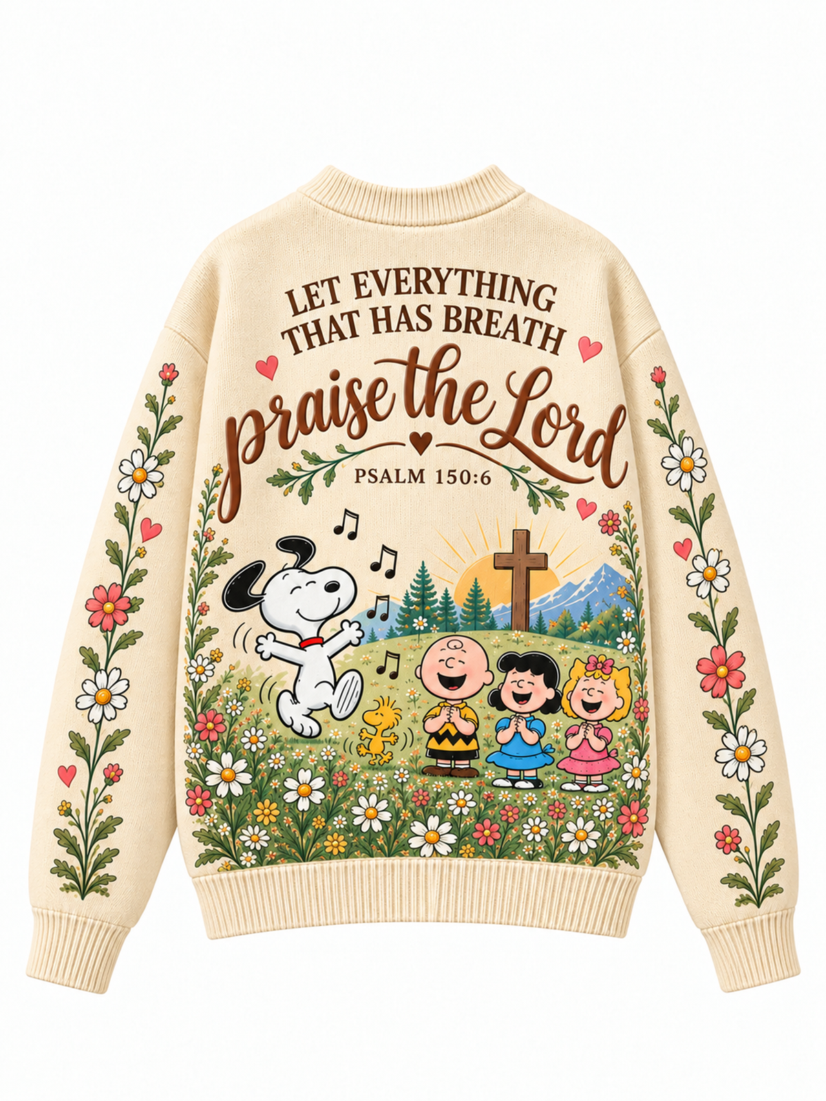 Praise The Lord Psalm 150:6 Christian Gift For Her - Personalized Knitted Cardigan