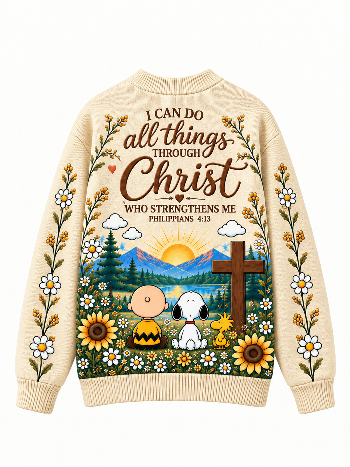 I Can Do All Things Through Christ Christian Gift For Her - Personalized Knitted Cardigan