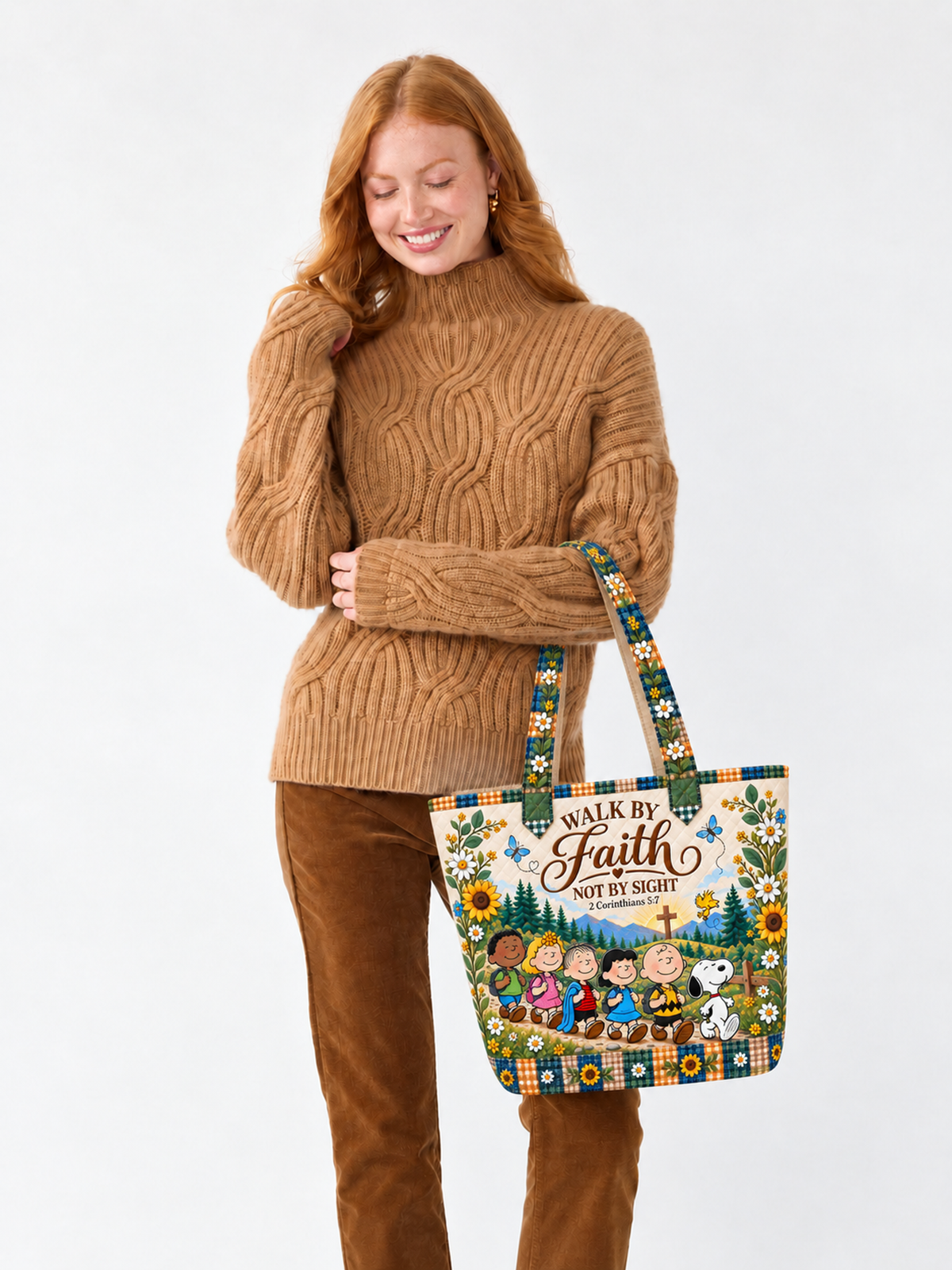 Walk By Faith Not By Sight 2 Corinthians 5:7 Gift For Her - Personalized Quilted Tote Bag