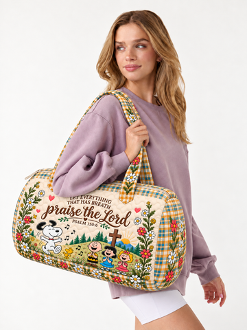 Praise The Lord Psalm 150:6 Christian Gift For Her - Personalized Quilted Duffle Bag