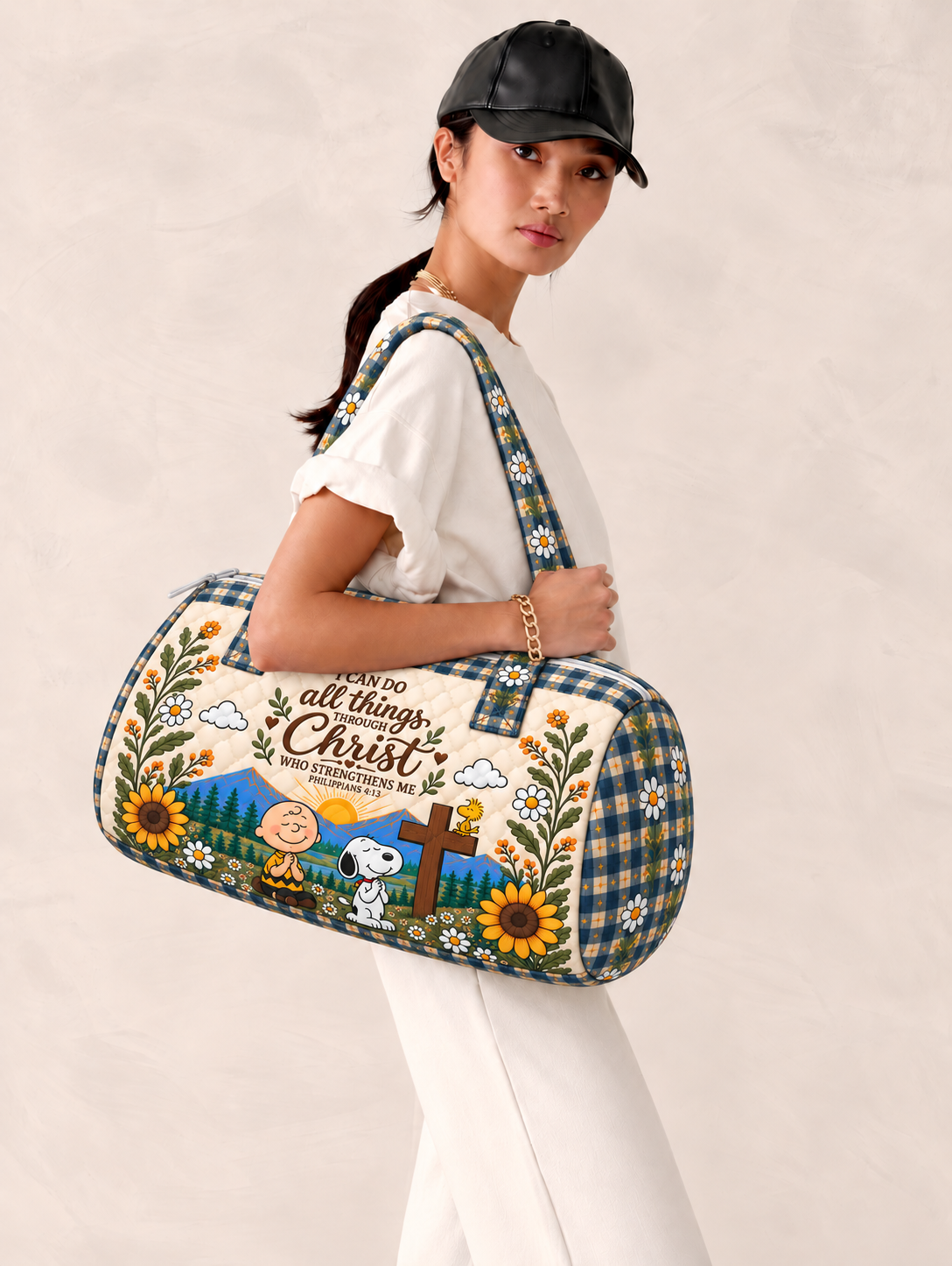 I Can Do All Things Through Christ Christian Gift For Her - Personalized Quilted Duffle Bag