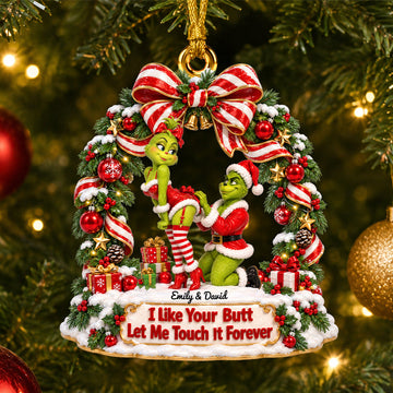My Heart Grew Three Sizes For You - Romantic Kissing Couple Christmas Acrylic Ornament | Personalized Gift for Couples Ornament PopCulturePrints