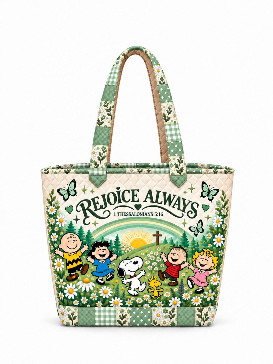 Rejoice Always Gift For Her - Peanuts Christian Quilted Tote Bag - Buy 1 Get 1 Free
