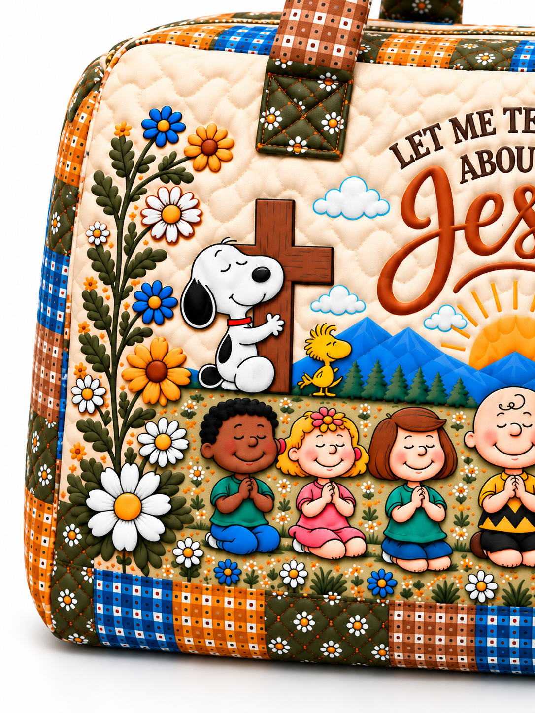 Let Me Tell You About My Jesus Gift For Her - Personalized Quilted Duffle Bag