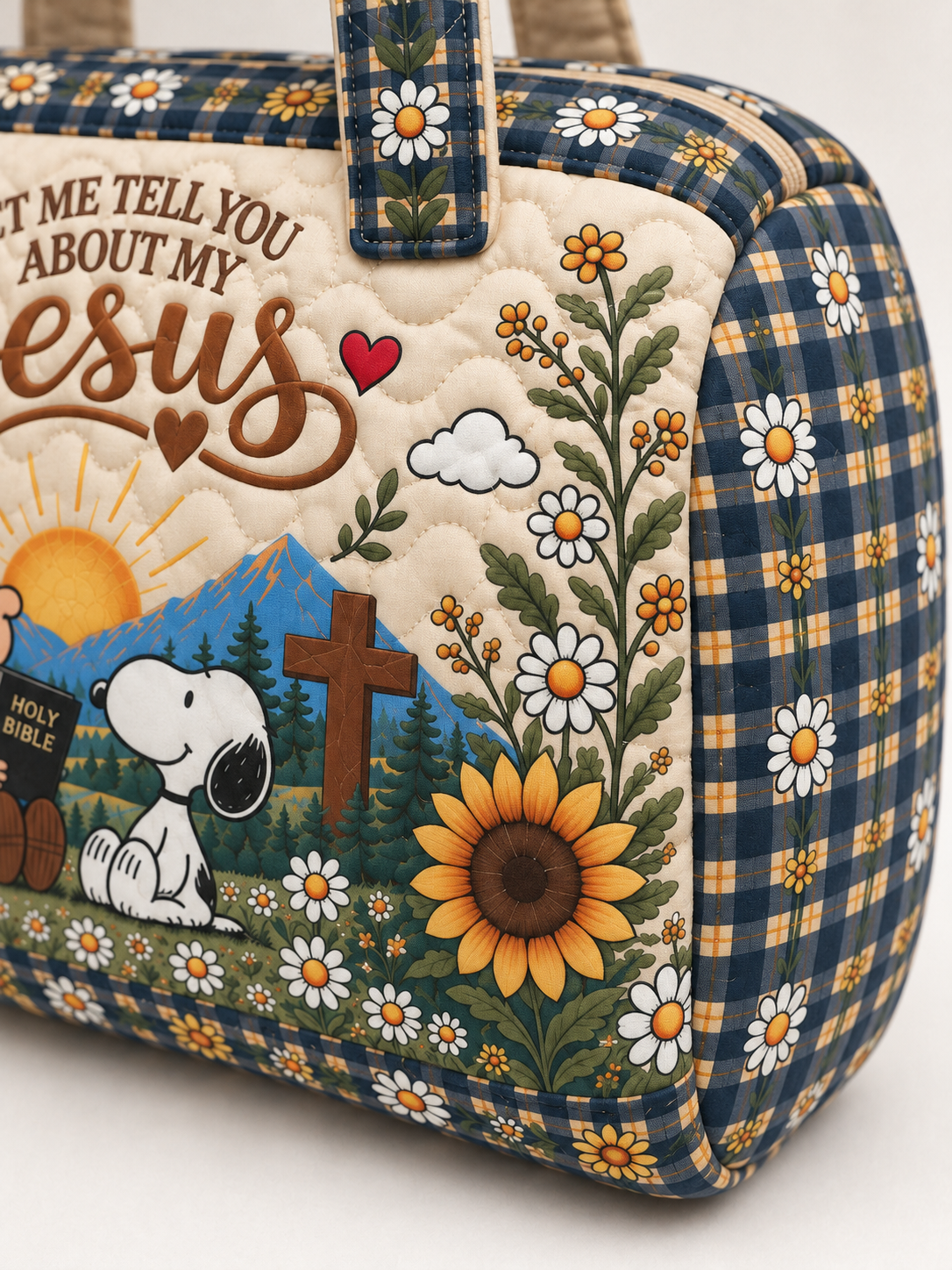 Let Me Tell You About My Jesus Gift For Her - Personalized Quilted Duffle Bag