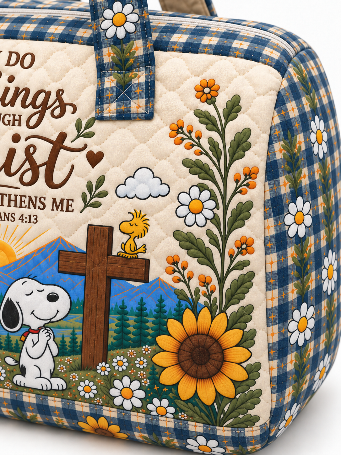 I Can Do All Things Through Christ Christian Gift For Her - Personalized Quilted Duffle Bag