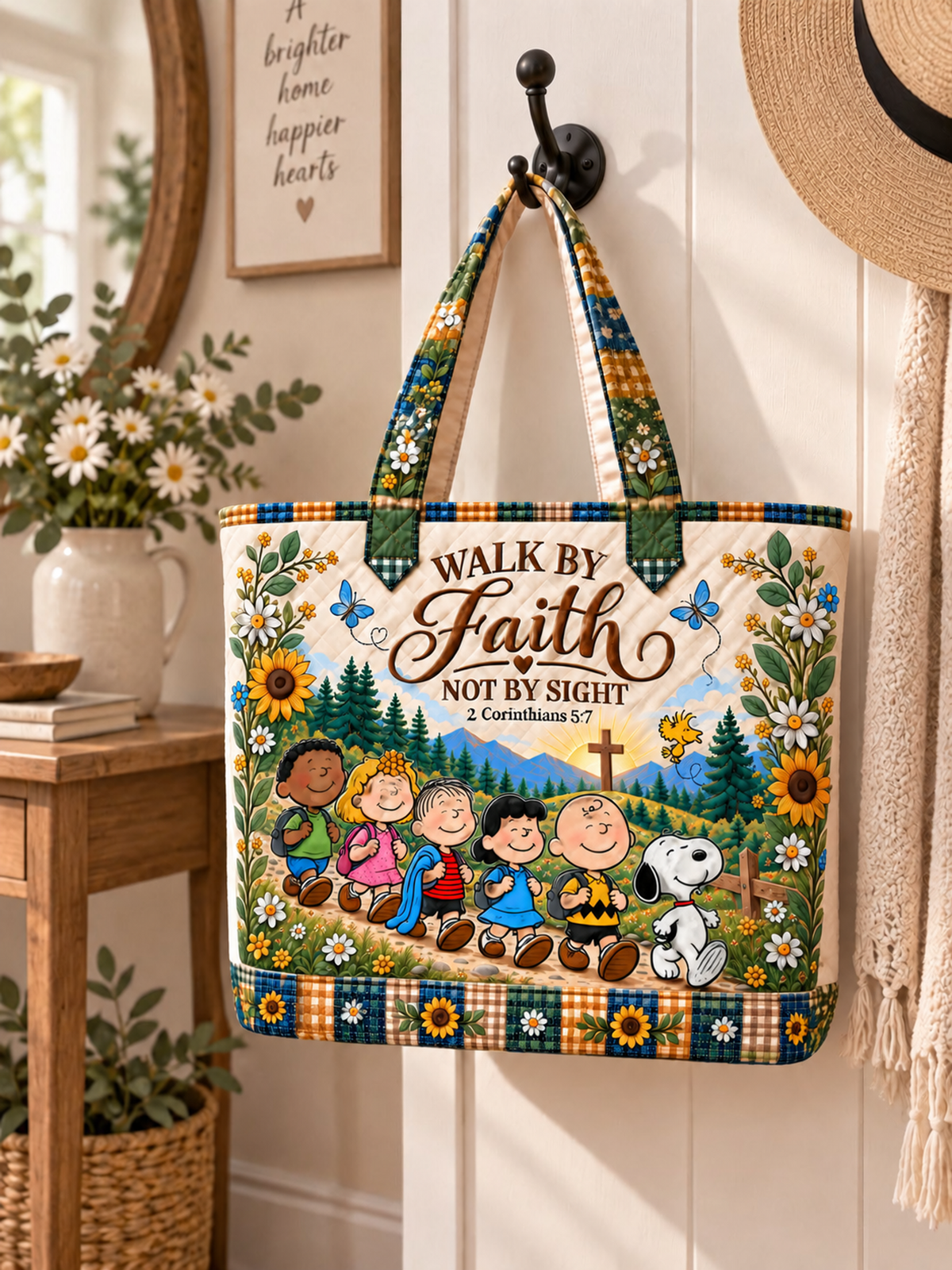 Walk By Faith Not By Sight 2 Corinthians 5:7 Gift - Personalized Quilted Tote Bag - Buy 1 Get 1 Free