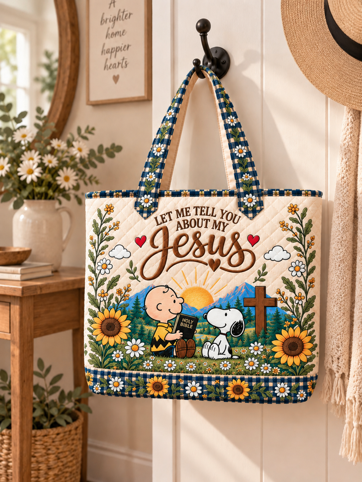 Let Me Tell You About My Jesus Gift For Her - Personalized Quilted Tote Bag