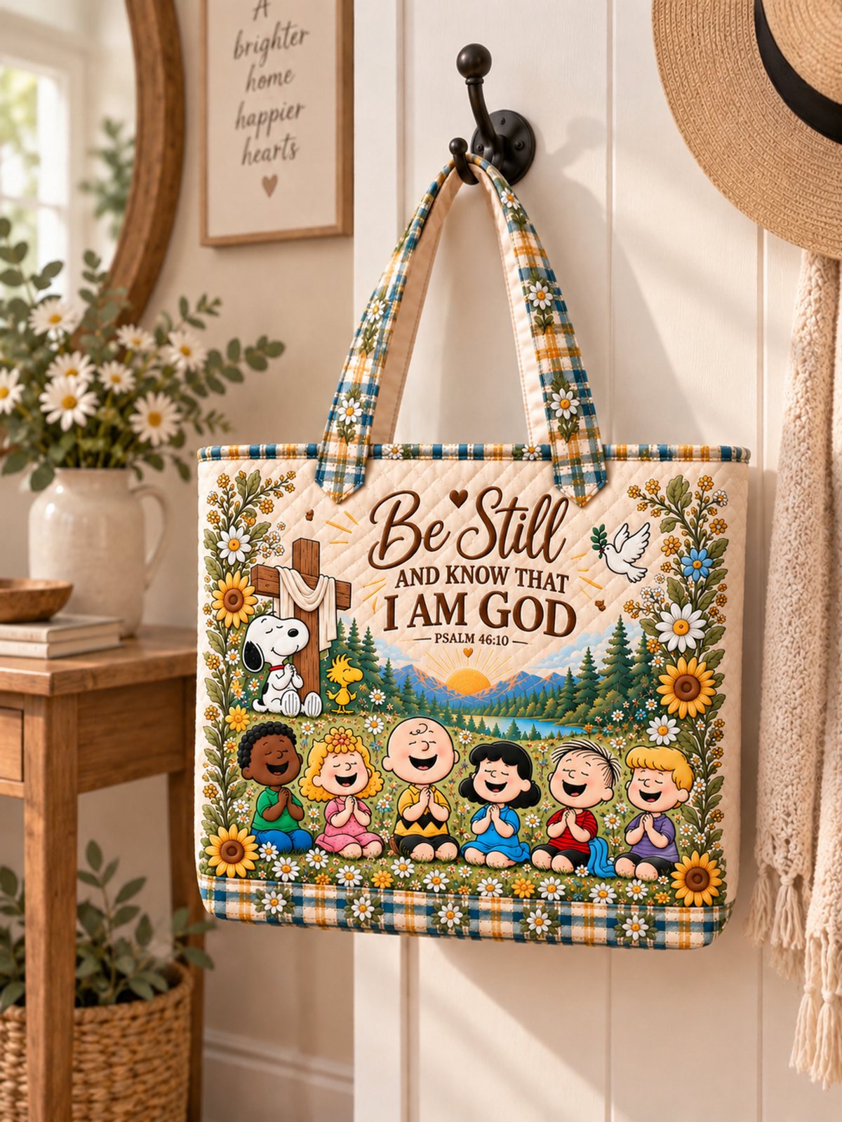 Be Still And Know That I Am God Psalm 46:10 Gift - Personalized Quilted Tote Bag - Buy 1 Get 1 Free