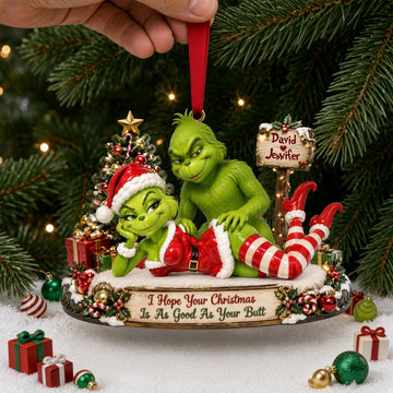 I Hope Your Christmas Is As Good As Your Butt - Personalized Cheeky Christmas Couple Ornament Ornament PopCulturePrints