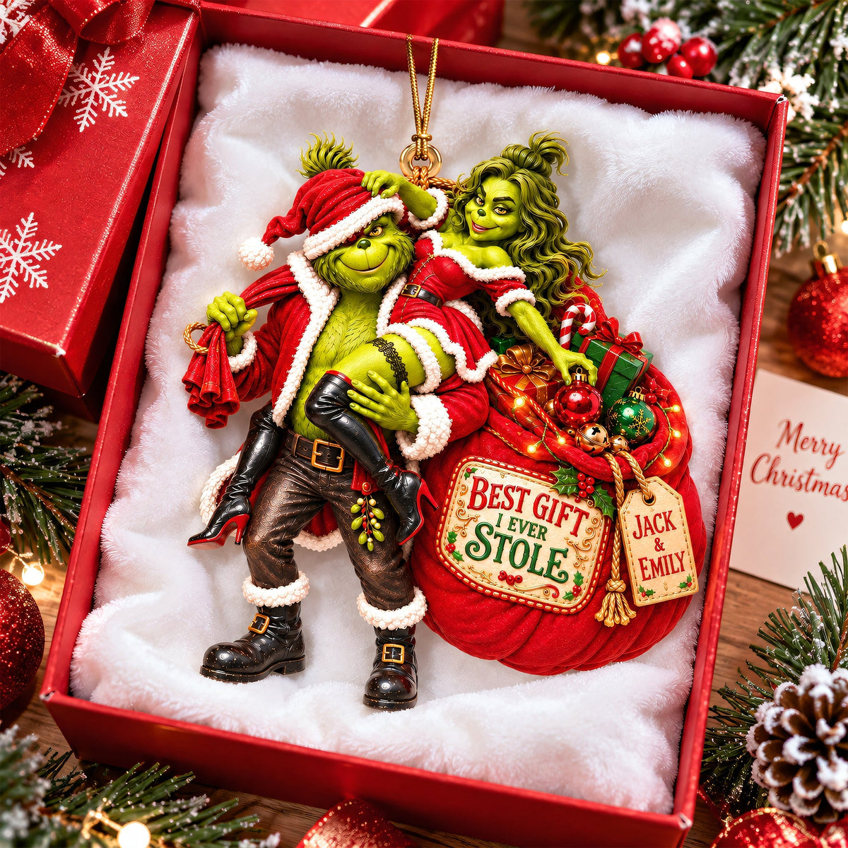Best Gift I Ever Stole - Funny Personalized Christmas Ornament for Couples Ornament PopCulturePrints