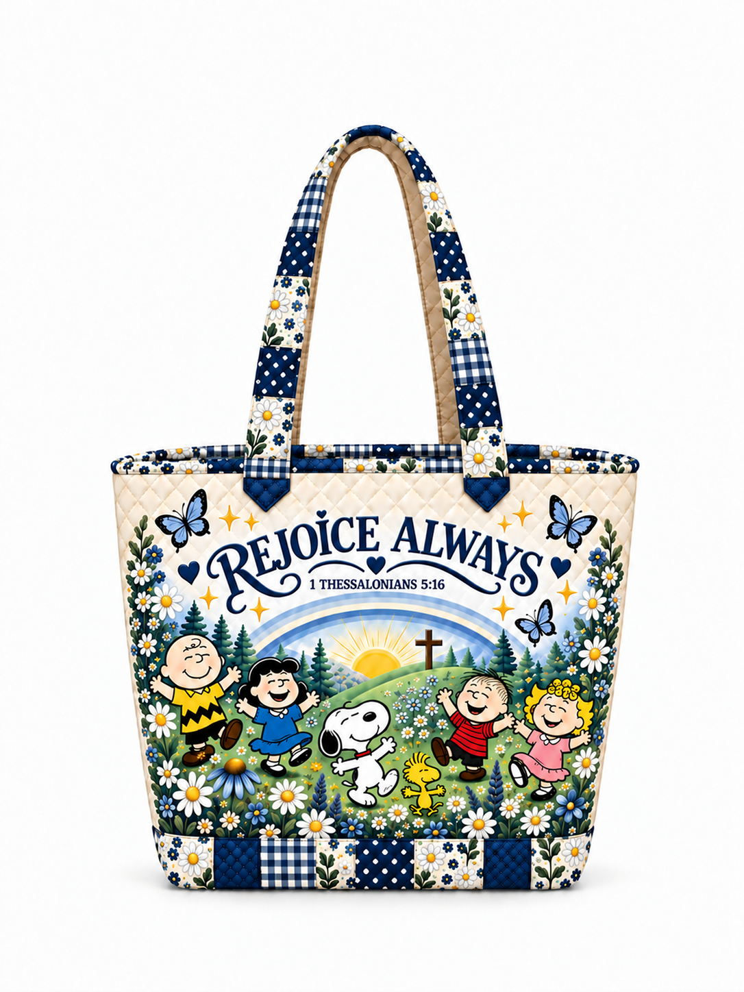 Rejoice Always Gift For Her - Peanuts Christian Quilted Tote Bag - Buy 1 Get 1 Free