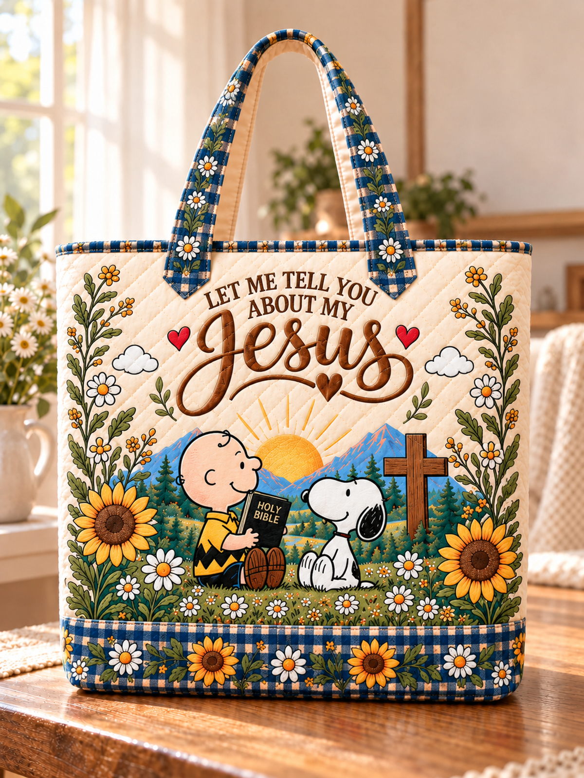Let Me Tell You About My Jesus Gift For Her - Personalized Quilted Tote Bag