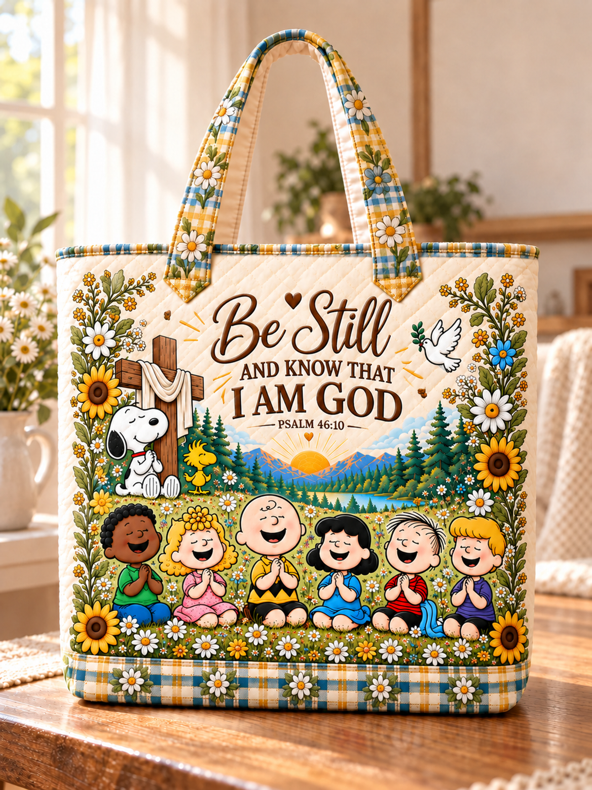 Be Still And Know That I Am God Psalm 46:10 Gift For Her - Personalized Quilted Tote Bag