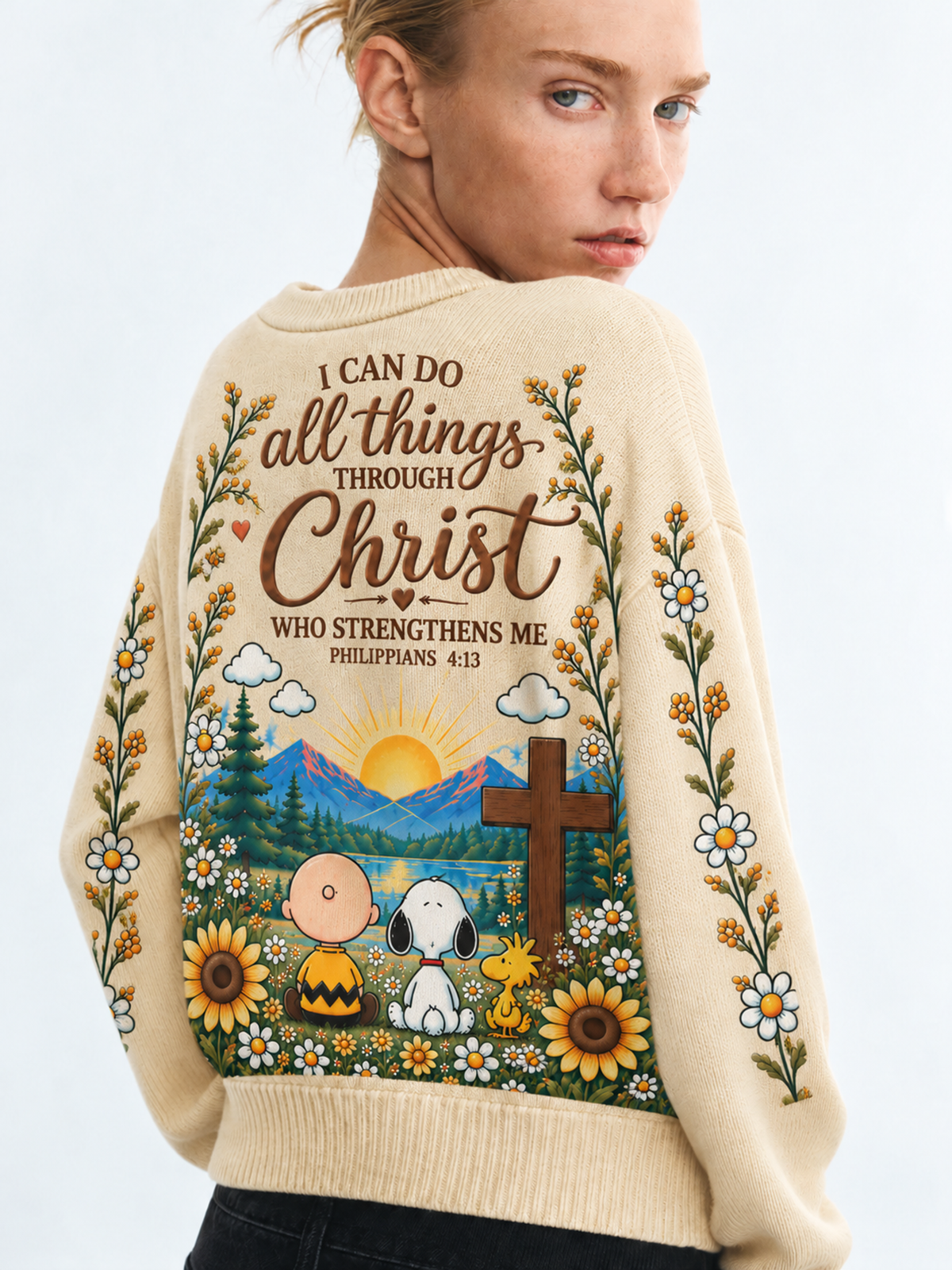 I Can Do All Things Through Christ Christian Gift For Her - Personalized Knitted Cardigan