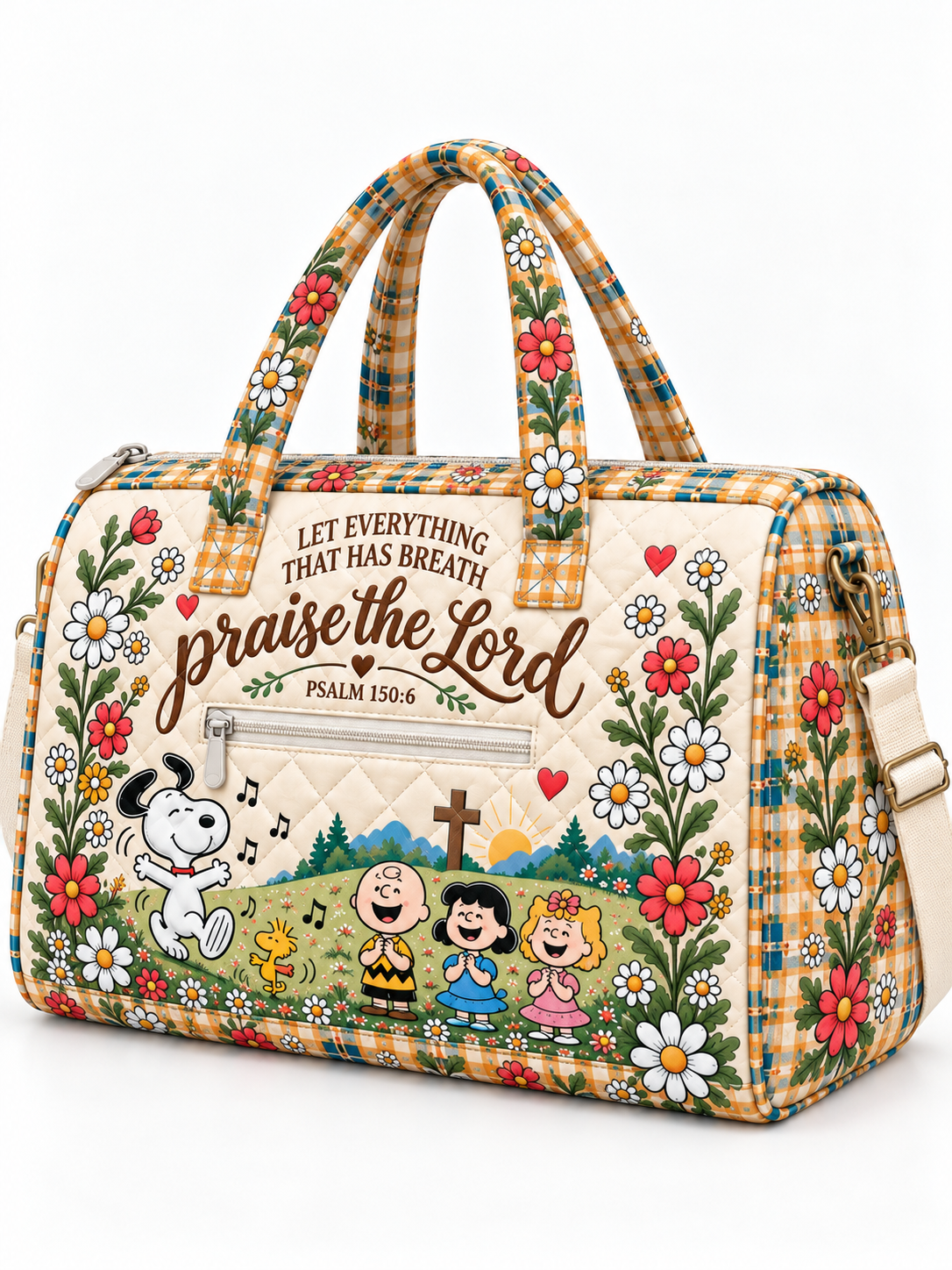 Praise The Lord Psalm 150:6 Christian Gift For Her - Personalized Quilted Duffle Bag