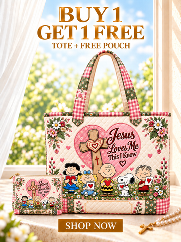 Jesus Loves Me This I Know Faith Gift - Personalized Quilted Tote Bag - Buy 1 Get 1 Free