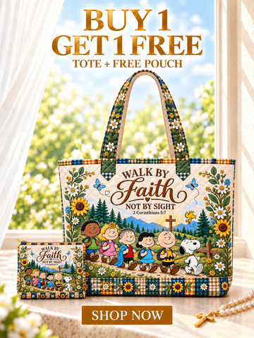 Walk By Faith Not By Sight 2 Corinthians 5:7 Gift - Personalized Quilted Tote Bag - Buy 1 Get 1 Free