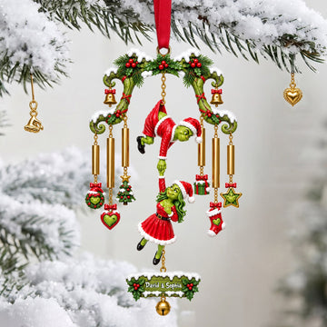 Naughty Grinch Couple Christmas Ornament - Personalized Gift for Couples Ornament PopCulturePrints