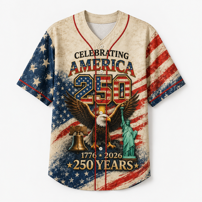 Celebrating America 250 Years Of Freedom - Personalized Baseball Jersey - Gift For Patriots