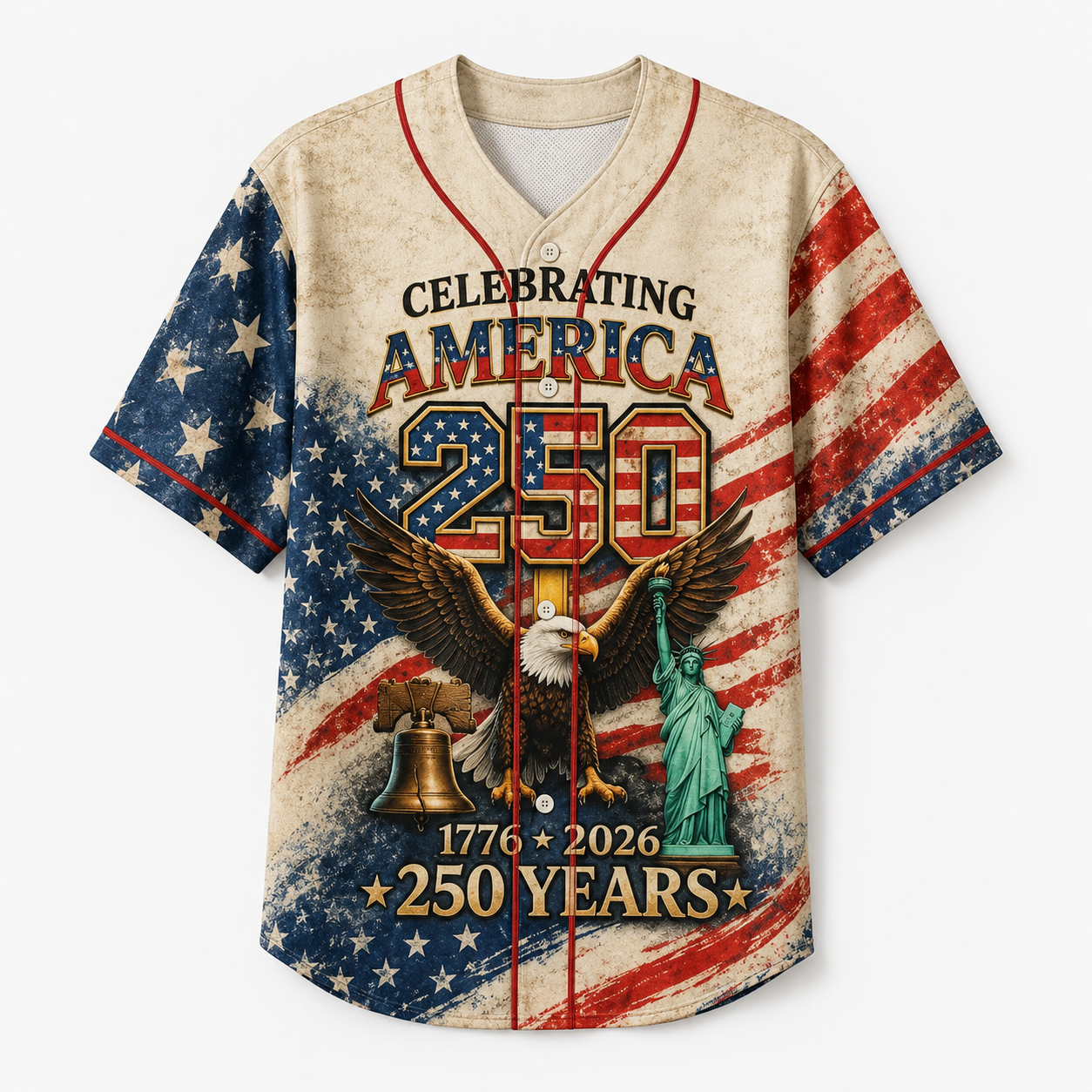 Celebrating America 250 Years Of Freedom - Personalized Baseball Jersey - Gift For Patriots