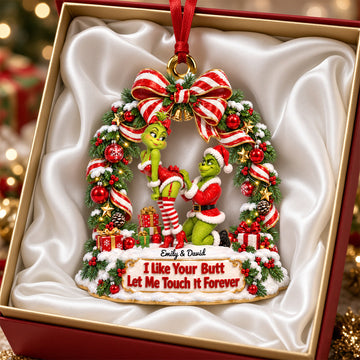 My Heart Grew Three Sizes For You - Romantic Kissing Couple Christmas Acrylic Ornament | Personalized Gift for Couples Ornament PopCulturePrints