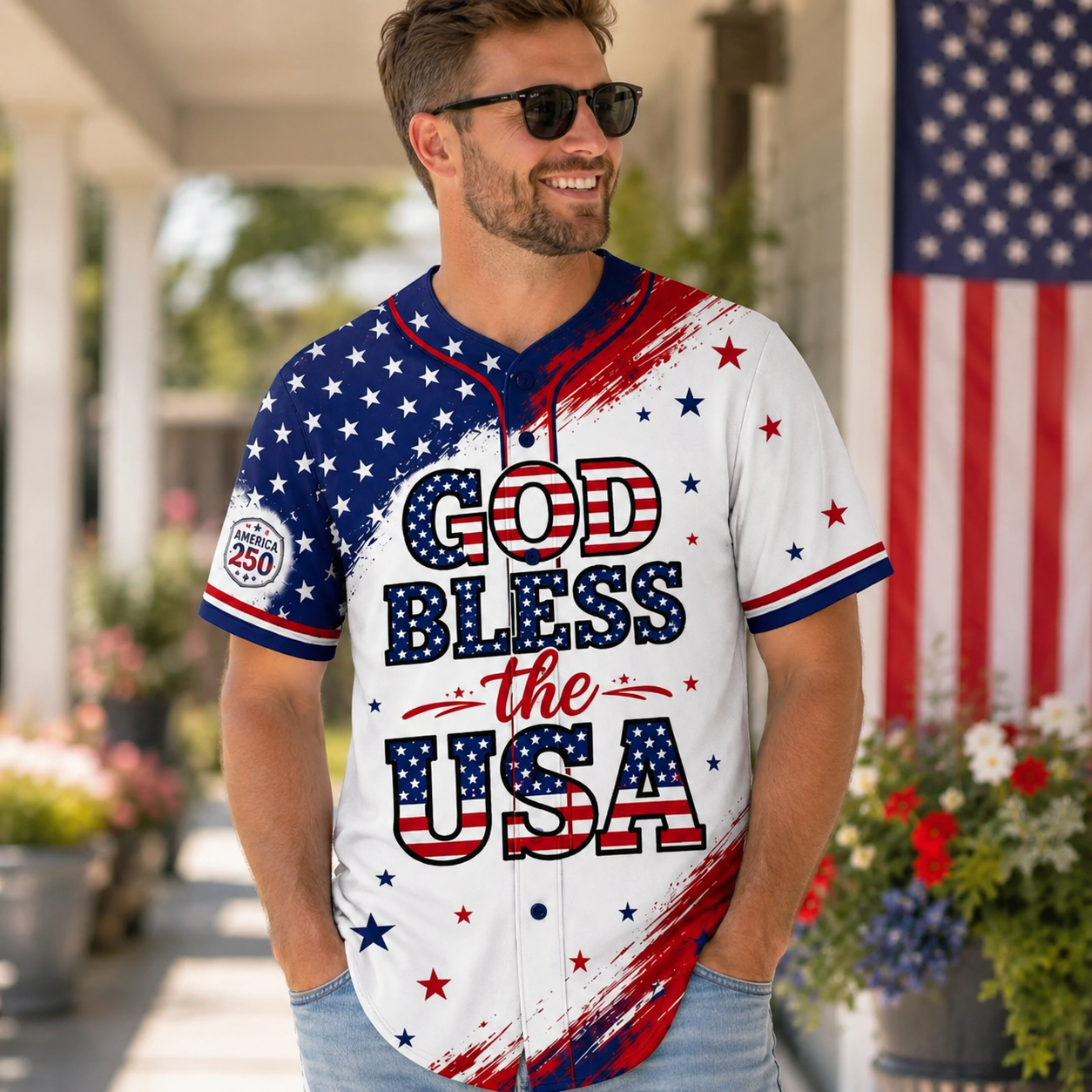 God Bless The USA 250 Years Of Freedom - Personalized Baseball Jersey - Gift For Patriots - image 2
