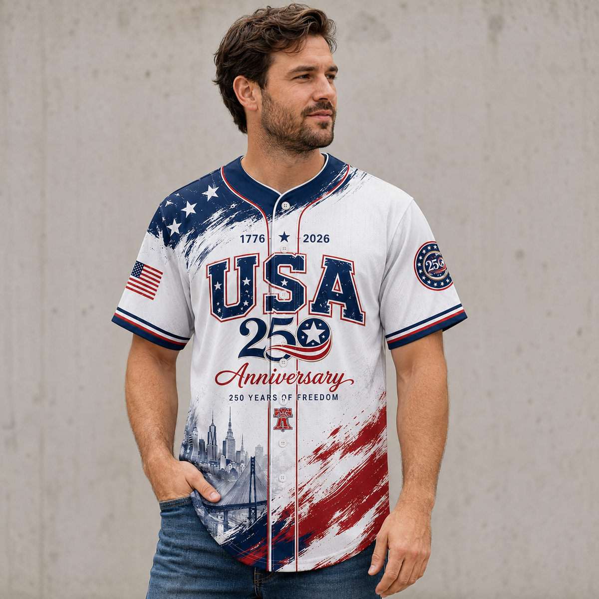 Celebrate USA 250 Years Of Freedom - Personalized Baseball Jersey - Gift For Patriots - image 3