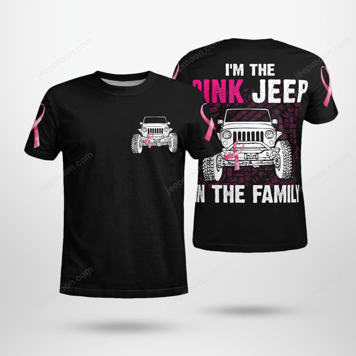 Jeep Breast Cancer T-shirt I'm the Pink Jeep In The Family - image 2
