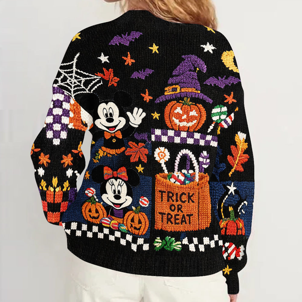 MkMo Magic Mouse Trick Or Treat - Personalized Knitted Cardigan - Halloween Gift For Her NL122 