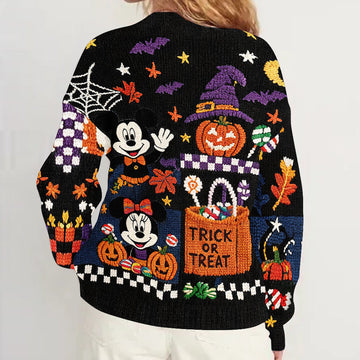 MkMo Magic Mouse Trick Or Treat - Personalized Knitted Cardigan - Halloween Gift For Her NL122 