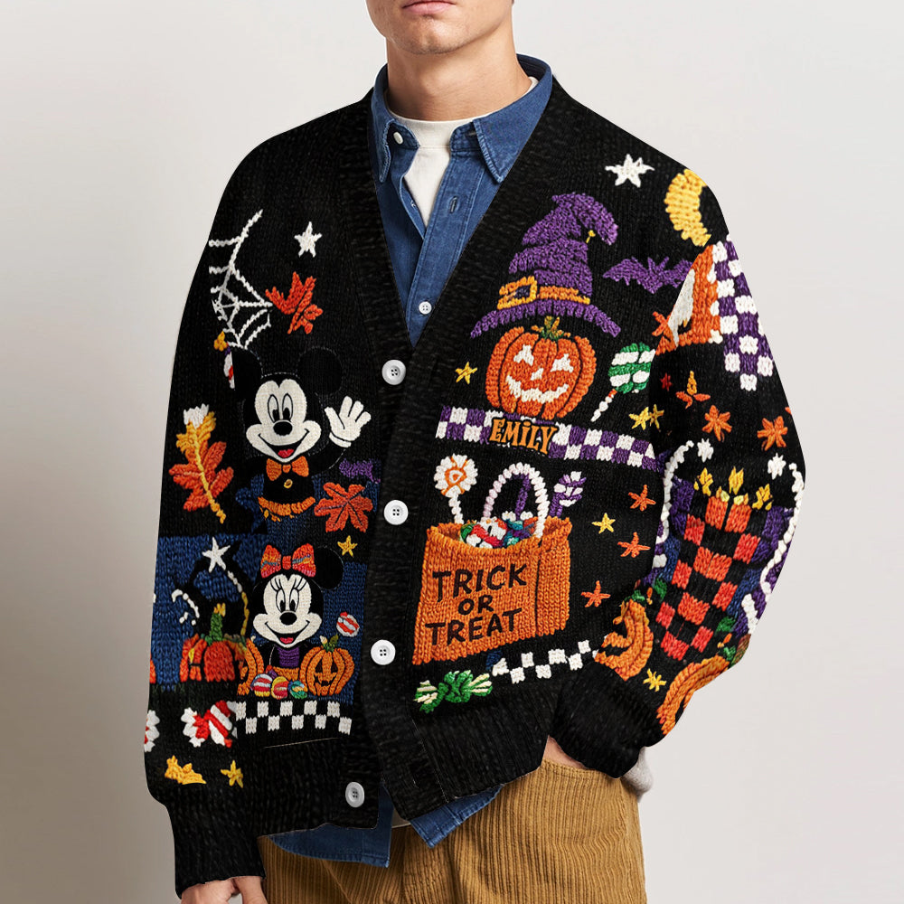 MkMo Magic Mouse Trick Or Treat - Personalized Knitted Cardigan - Halloween Gift For Her NL122 