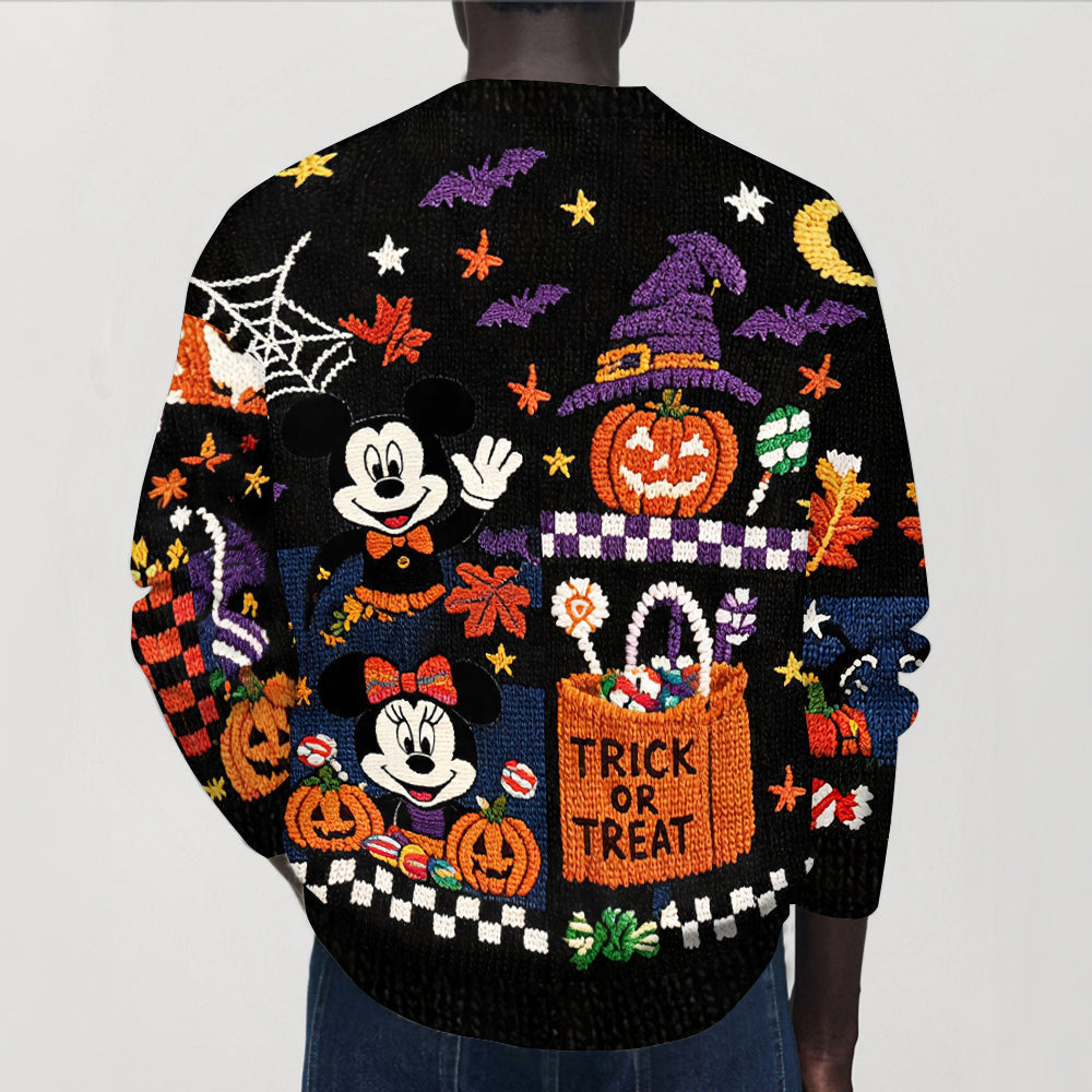 MkMo Magic Mouse Trick Or Treat - Personalized Knitted Cardigan - Halloween Gift For Her NL122 