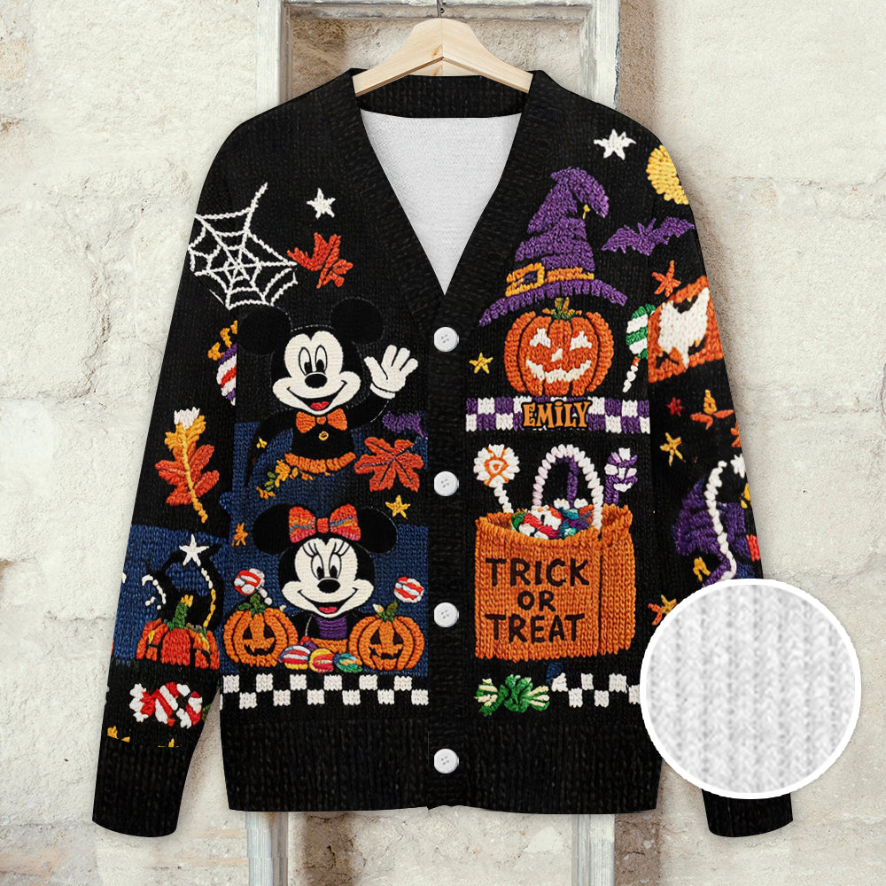 MkMo Magic Mouse Trick Or Treat - Personalized Knitted Cardigan - Halloween Gift For Her NL122 