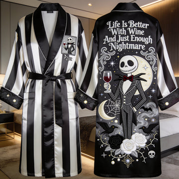 Just Enough Nightmares - Personalized TNBC halloween Satin Robe-TN1609260229