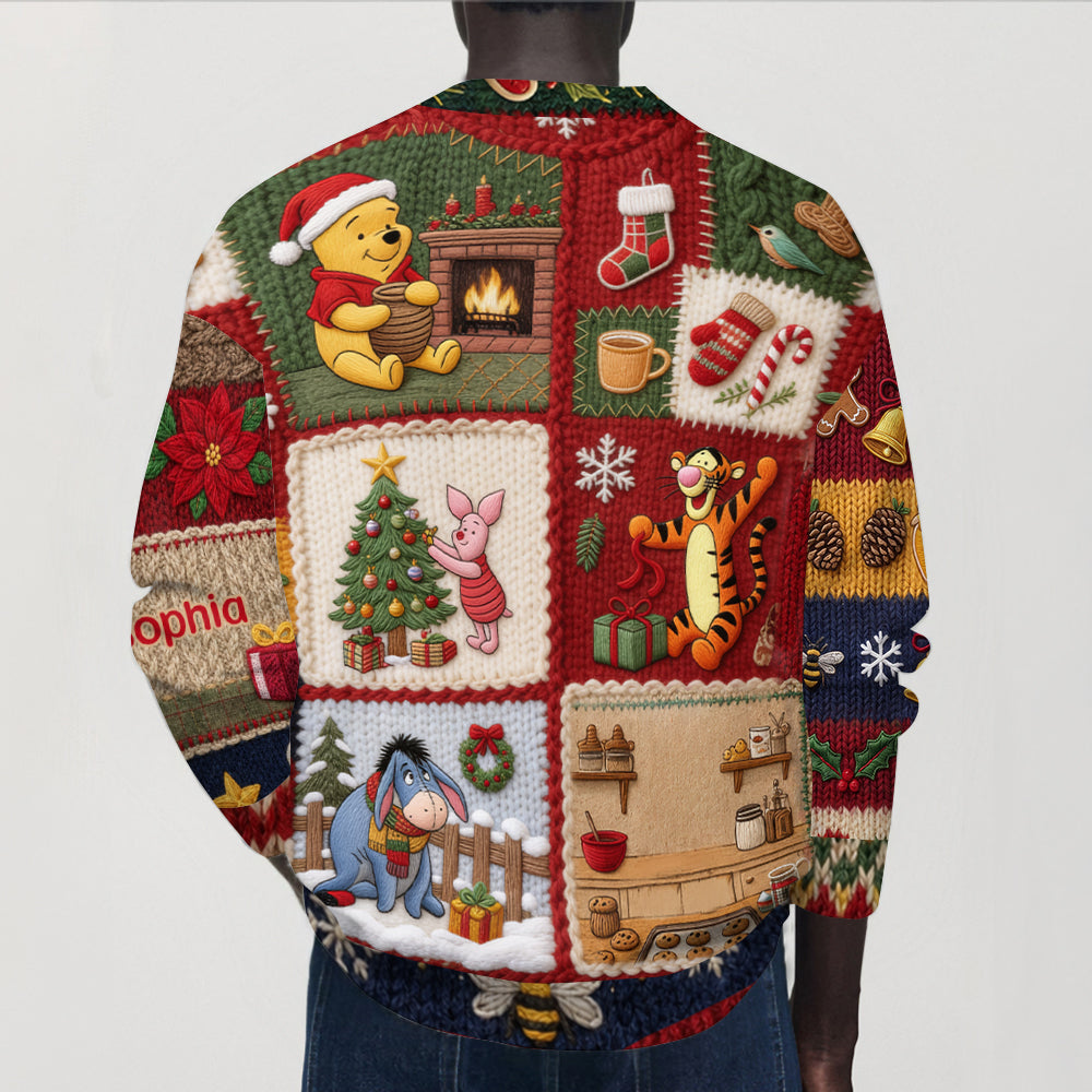 NL122. CT. DSNY Honey Bear Christmas Time - Personalized Knitted Cardigan - Chrismas Gift For Her, Movie Fans