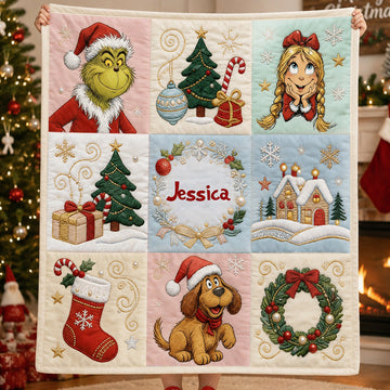 Grch Green Monster Merry Christmas - Personalized Blanket - Christmas Gift For Family, Movie Fans
