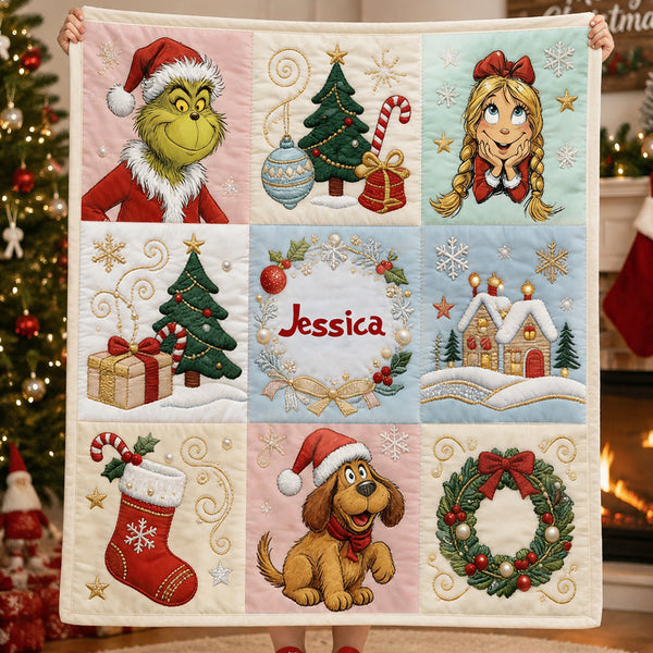 Grch Green Monster Merry Christmas - Personalized Blanket - Christmas Gift For Family, Movie Fans