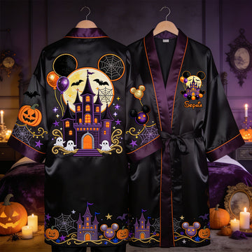Halloween Magical Castle - Personalized Dream Trip Satin Robe TN0909261706