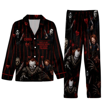 Horror Movie Watching - Personalized Pajama Set - Halloween Gift For Her PC02