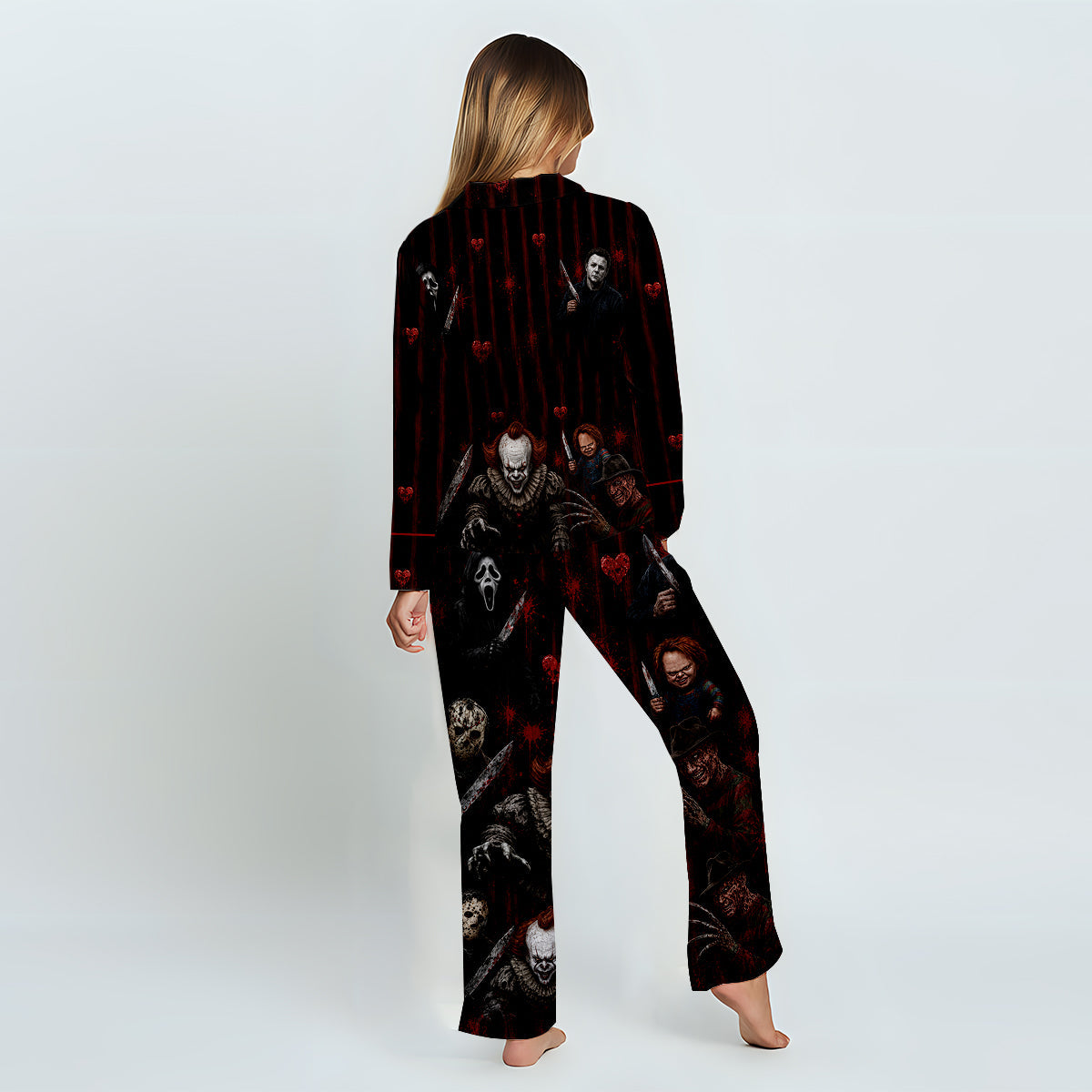 Horror Movie Watching - Personalized Pajama Set - Halloween Gift For Her PC02